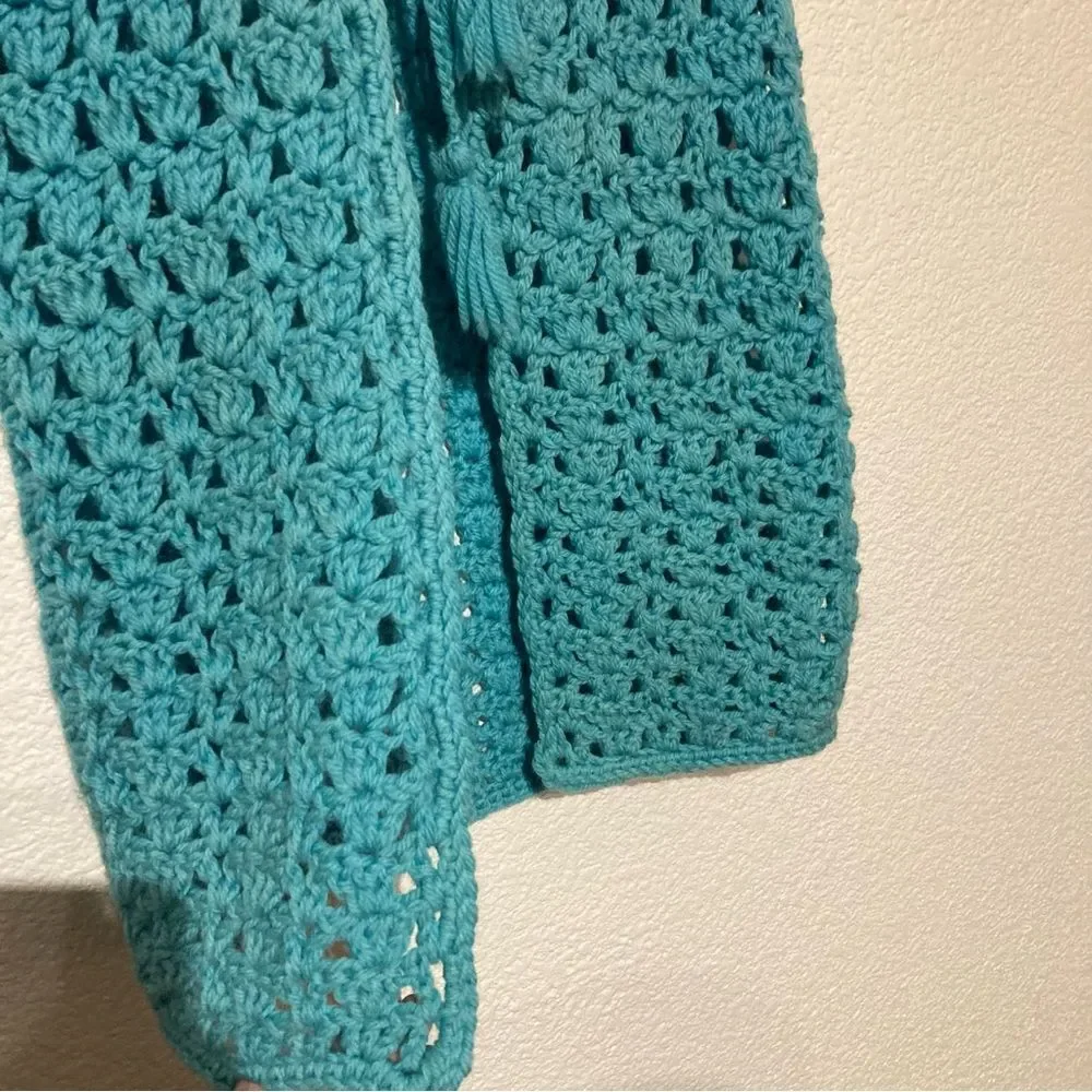 Vintage Handmade Open Sweater Vest Tie Front Knitted Small